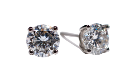 Diamond Stud Earrings, isolated on transparent background