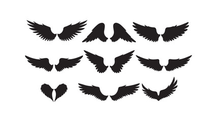 Black wings set isolated on white background