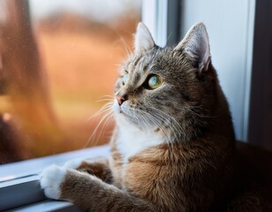 Fototapeta premium cat on window sill