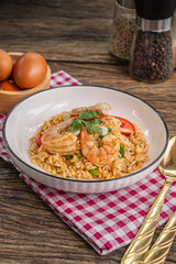 The  Shrimp Fried Rice for Thai food and cooking concept   