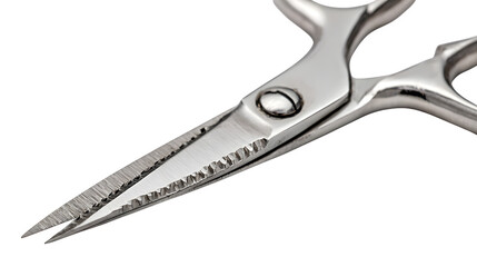 Obraz premium Silver Scissors Close-Up, isolated on transparent background