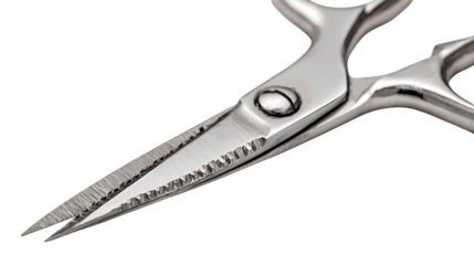Silver Scissors Close-Up, isolated on transparent background