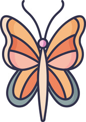 single butterfly outline minimal icon vector.