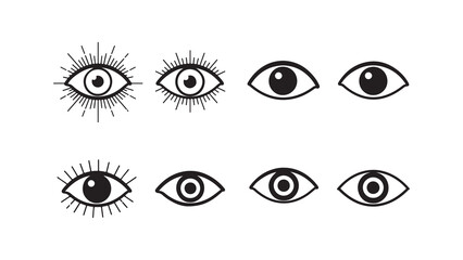 Eyes collection, simple line art, various styles