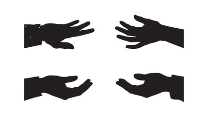 Hand gestures silhouette collection isolated on white