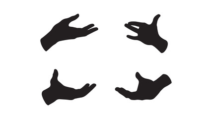Hand gestures silhouette collection isolated on white