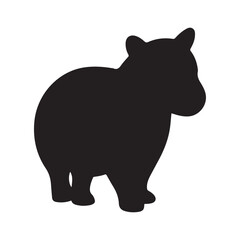 Hippo silhouette, black shape, animal outline, wildlife