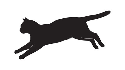 Jumping cat silhouette black shape isolated on white