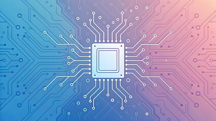 Digital circuit board with central processor and radiating pathways in blue and background new latest web ai background futuristic hud cyber security neural network data tech download ai background