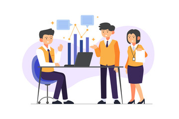 Obraz premium Success of business team and management concept, idea and finance graph scene