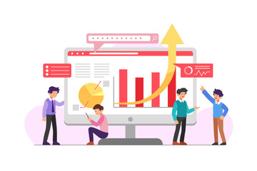 Success of business team and management concept, idea and finance graph scene