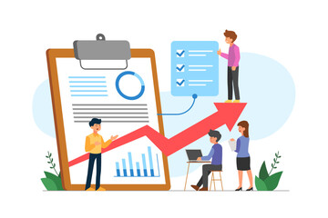 Success of business team and management concept, idea and finance graph scene