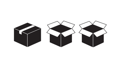 Obraz premium Open box icons set, closed and partially open