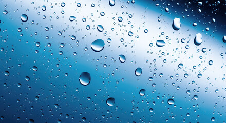 Fresh Blue Water Droplets on Glass &ndash; Clean Oral Hygiene Background or Wallpaper Header
