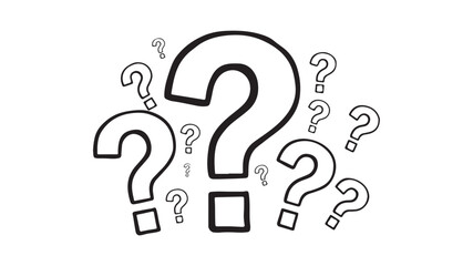 Question marks collection isolated on white background