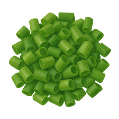 Green plastic pellets, white isolate background