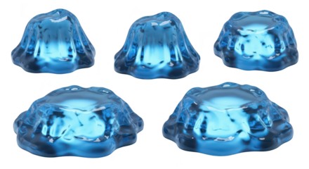 Blue jelly-like abstract shapes on white background simulating water forms suitable for design and backgrounds