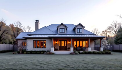 A stunning house exterior with a well-maintained yard and a welcoming front porch