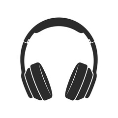 Vector art of a sleek black headphone provides a personal audio experience for music and entertainment