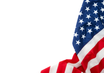 American Flag Draped Corner Design Patriotism Background Independence Day Memorial Day USA Symbol, isolated on white or transparent background. PNG