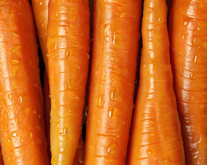 Close up of fresh carrots stacked 