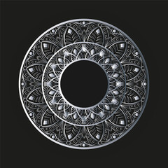 Luxury ornamental mandala design background in silver color