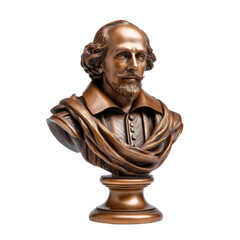 Obraz premium Bronze Bust of a Renaissance Man with Long Hair and Full Beard in Period Clothing on Leather Base