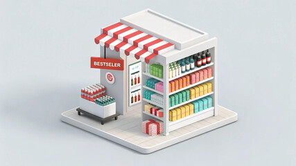 Fototapeta premium 3D Isometric Store Interior with Product Shelves