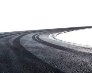 Race track with sharp curves, cut out