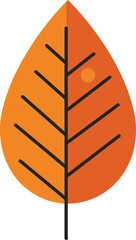 Orange autumn leaf vector icon with minimalist design and simple lines for seasonal nature illustration