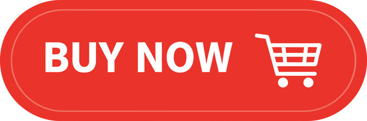 Obraz premium Buy Now Red Button with Shopping Cart Icon for E-commerce and Online Shopping Call to Action Design