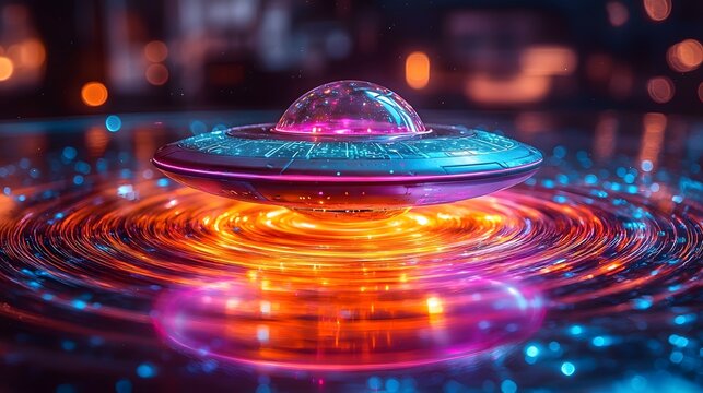 Mesmerizing sci fi UFO toy with vibrant light vortex