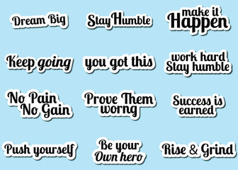 Motivational and Empowering Quote Stickers Set for Success