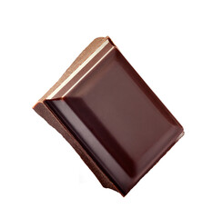 close up of chocolate pieces on white background