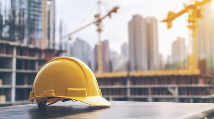 construction helmet on a wooden table ai generated art