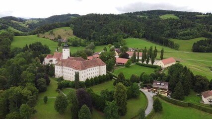 Aerial View of Gestüt Piber in Voitsberg, Styria – Historic Lipizzaner Horse Stud Farm in Austria