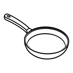skillet kitchen utensil cookware household item line art illustration isolated on white