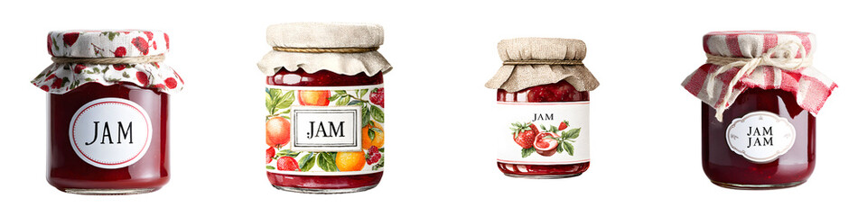 Homemade Jam Collection: Glass Jars with Label Designs