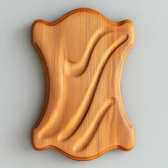 Fototapeta premium Ornate, light brown wooden panel, sculpted with flowing lines