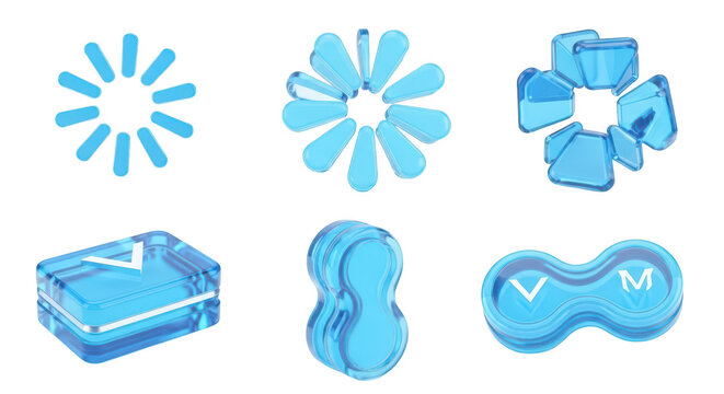 Various translucent blue icons on white background suggesting digital concepts data transfer or progress - Powered by Adobe