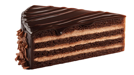 Chocolate Layer Cake Slice, isolated on transparent background