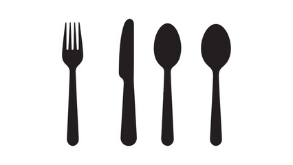 Fork knife spoon cutlery set flat style dining tableware