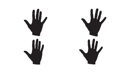 Four black hand silhouettes isolated on white background
