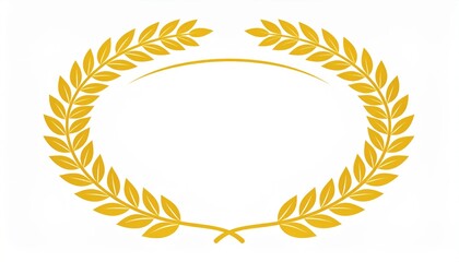 Golden Laurel Wreath Design Golden laurel wreath symbol on a white background.