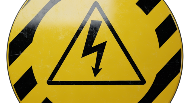 High Voltage Warning Sign Industrial Safety Symbol Yellow Black Hazard Graphic Electrical Da