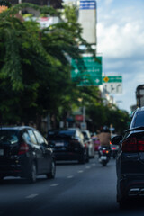 Traffic jam in metropilitan city transport car on road