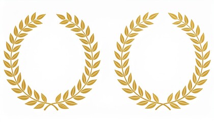 Golden Laurel Wreath Design Golden laurel wreath symbol on a white background.
