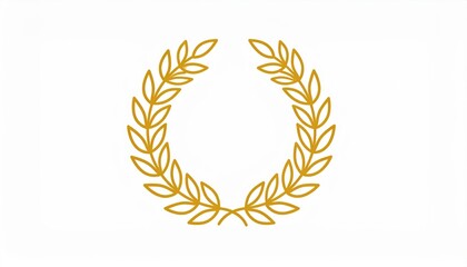 Golden Laurel Wreath Design Golden laurel wreath symbol on a white background.