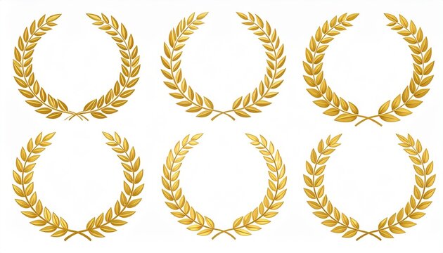 Golden Laurel Wreaths Collection Golden laurel wreath symbol on a white background.