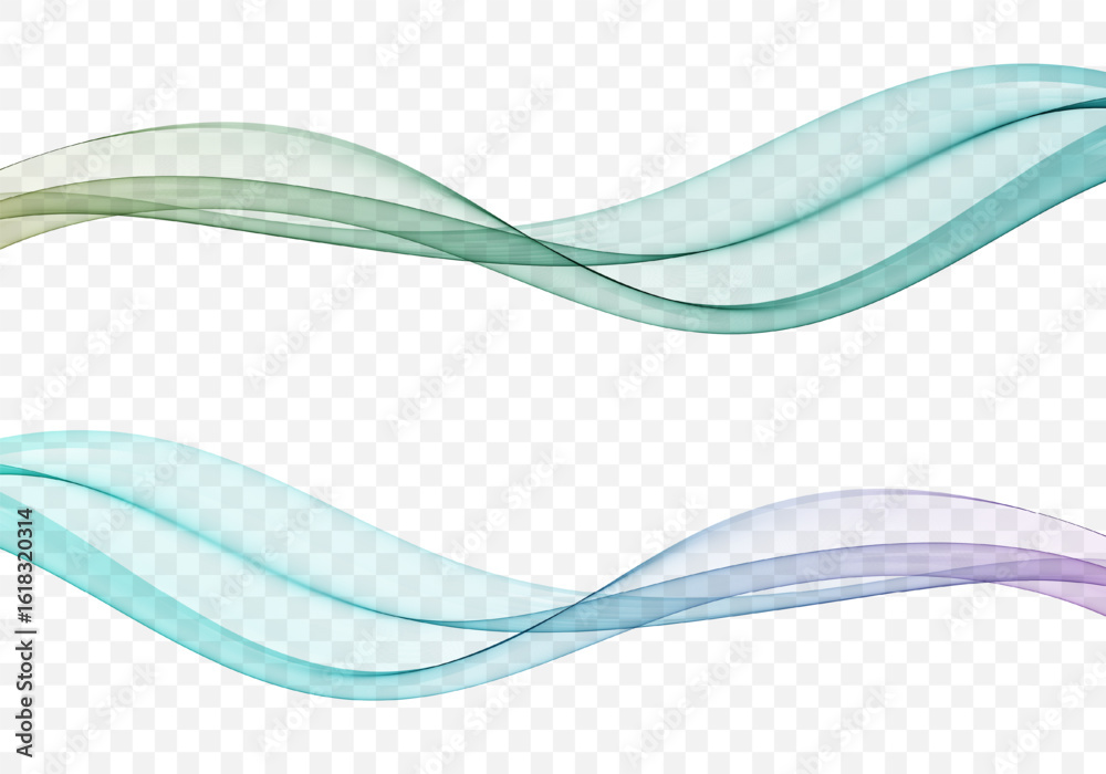 Wall mural abstract wave lines on transparent background